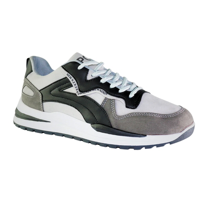 Tenis Suelaviva Rivo para hombre en negro, diseño moderno con colores en bloques, suela gruesa spansor, estilo vibrante y casual.